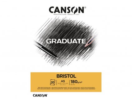 Skicák na tužky a fixy Canson Graduate Bristol lepený A5, 180g, 20 listů