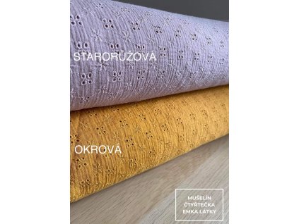 Vyšívaný mušelín madeira (Barva Starorůžová)