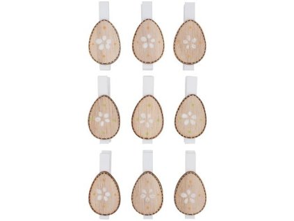 Dřevěná vajíčka na kolíčku 9 ks