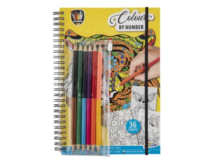 Blok omalovánek podle čísel s pastelkami | CRAFT