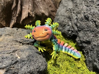 Axolotl culící se zlato zelený 23 cm - vodní dráček 3D tisk