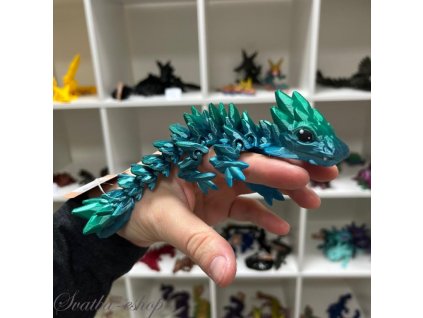 Drahokamový dráček tyrkysově modrý 19 cm 3D tisk
