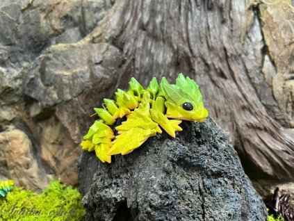 Okřídlený krystalkový dráček miminko zelené 12 cm 3D tisk