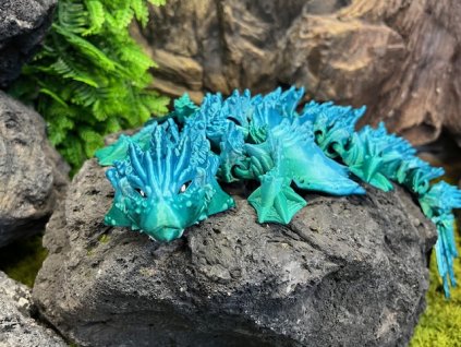 Oceánský drak modro tyrkysový 45 cm 3D tisk