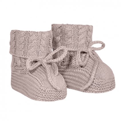 baby aran stitch booties old rose