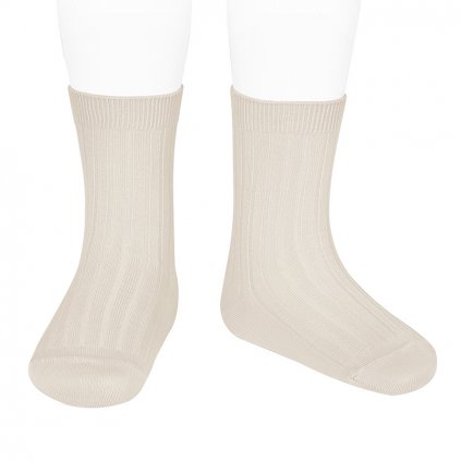 basic wide rib short socks linen