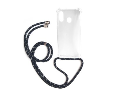 Pruhledne pouzdro se snurkou na krk pro mobil Huawei P30 Lite crossbody obal na mobil pouzdronamobil.net