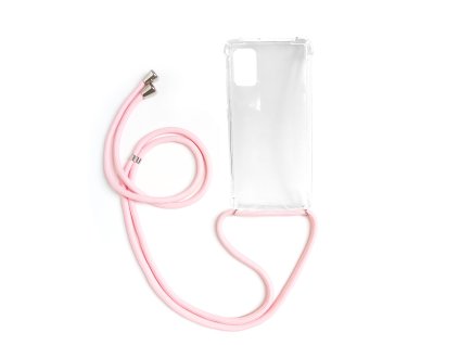 Pruhledne silikonove pouzdro s provazkem na krk pro mobil Samsung A41 crossbody obal na mobil pouzdronamobil.net