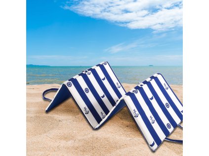 Plážové lehátko PRUH A KOTVIČKA 137x49 cm modro-bílé s potiskem