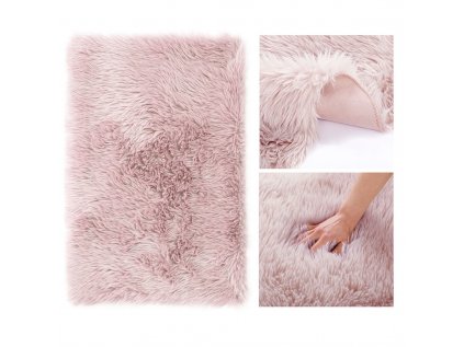 Huňatý pudrově růžový koberec DOKKA