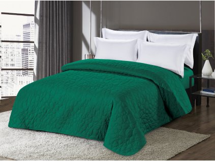 Zelený přehoz na postel se vzorem STONE (Rozměr 200 x 220 cm)