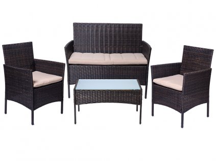 Hnědý ratanový zahradní set TURIA