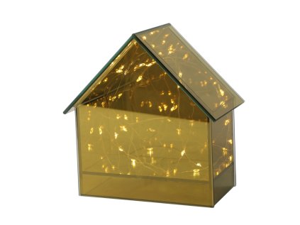 LED skleněný domeček ELITE, zlatý - luxusní doplněk pro váš domov