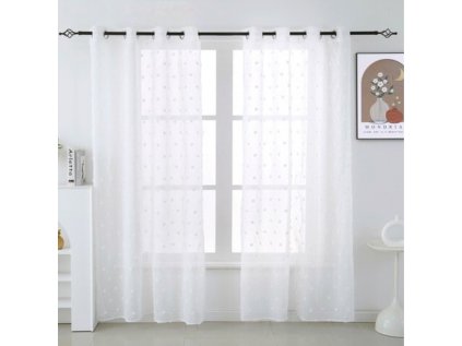 Jemný bílý závěs BRISA  s tečkovaným vzorem 140x250 cm