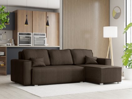 Tmavě hnědá rohová pohovka COSARO, oboustranná s moderním designem
