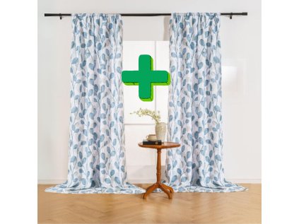 Designové závěsy VIENTE 140x270 cm - Moderní závěsy s elegantním vzorem v bílých, béžových a modrých odstínech, ideální pro stylový interiér.