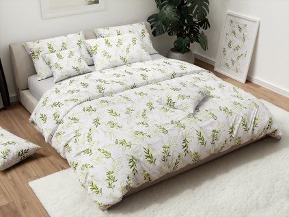Bavlněné povlečení VRBOVÉ LISTY bílé - elegantní design do ložnice