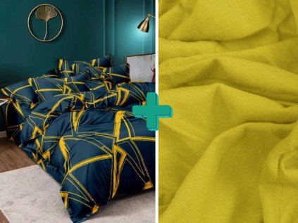 Sada povlečení z mikrovlákna TUDONS modré + prostěradlo Jersey 90x200cm