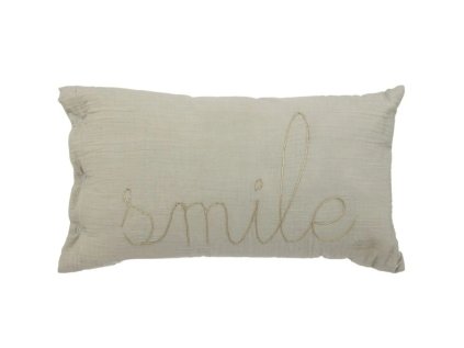 Zelený dekorační polštářek SMILE 50 x 30 cm, bavlněný povlak, ideální doplněk do dětského pokoje.