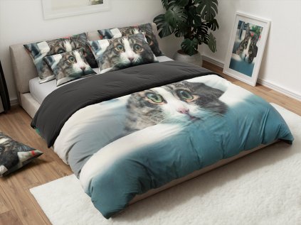 3D povlečení MOUROVATÁ KOČKA – stylový kočičí motiv do ložnice