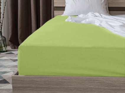 Jersey prostěradlo pistáciové 90 x 200 cm s elastickým okrajem