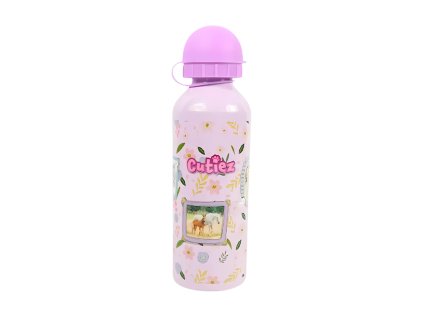 Růžová kovová láhev CUTIEZ 500 ml – ideální pro malé milovníky zvířátek