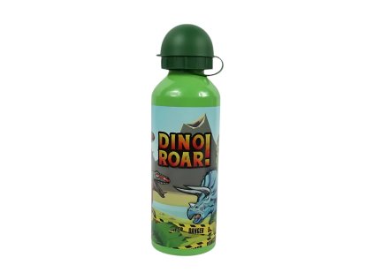 Dětská kovová láhev DINO ROAR 500 ml zelená s motivem dinosaurů