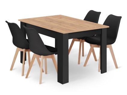 Moderní černý jídelní set 1+4 MADO CRAFT 120x80 a židle BALI MARK
