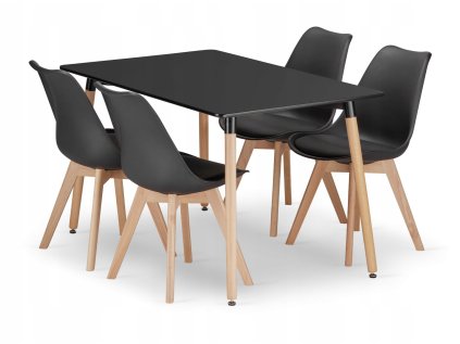 Moderní jídelní set ADRIA 120x80 černý a židle BALI MARK