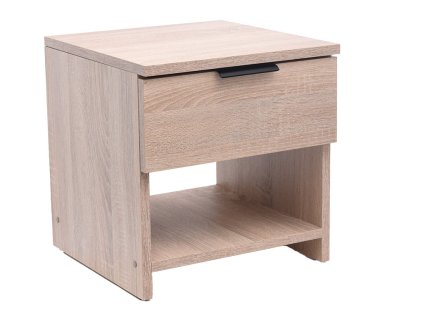 Noční stolek HAVANA v dekoru dubu sonoma s prostornou zásuvkou a otevřenou policí, ideální do moderních i skandinávských interiérů