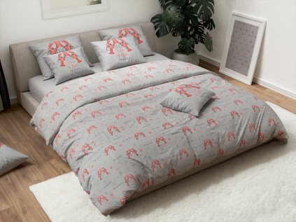 Bavlněné povlečení FRIENDS MY LOBSTER šedé