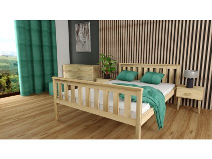 Stylová postel KALEA 90 x 200 cm z masivní borovice s přírodním vzhledem
