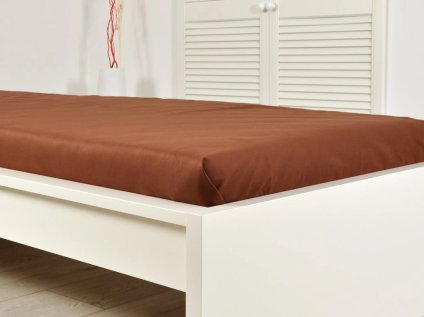 Hnědooranžové jersey prostěradlo ALVORA 90 x 200 cm pro pohodlný spánek