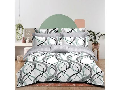 Flanelové povlečení z mikrovlákna FLOWLINE bílé – moderní design