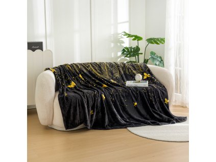 Luxusní mikroplyšová deka VISATA – elegantní černý design s jemnými detaily