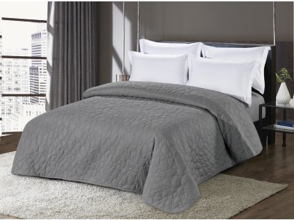 Šedý přehoz na postel se vzorem STONE – stylový a elegantní doplněk ložnice
