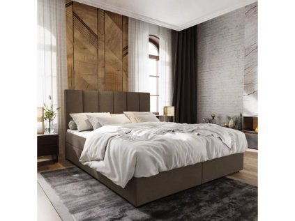 Luxusní čalouněná postel boxspring MERALIS 180x200 cm hnědá