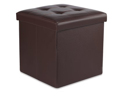 Hnědý skládací taburet ZAREX L z ekokůže