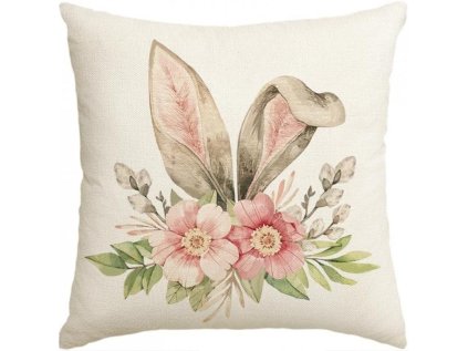 Velikonoční povlak FLOPINA 45x45 cm s květinami a oušky