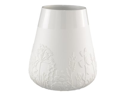Elegantní bílá porcelánová váza FLOWERS s květinovým reliéfem