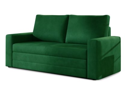 Tmavě zelená 2místná pohovka WAVE, rozkládací do moderního bytu
