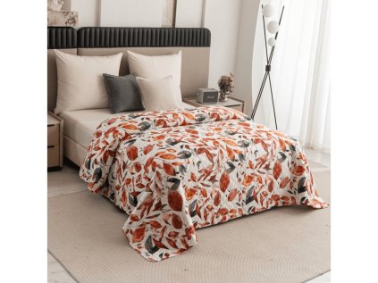 Barevný přehoz na postel AUTUMN LEAVES s motivem podzimních listů