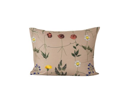 Stylový povlak na polštář HERBÁŘ 70x90 cm béžový s motivem lučních květů