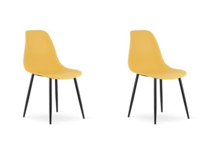 Moderní sada 2 ks hořčicových židlí OSAKA s černými nohami do kuchyně i jídelny