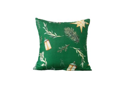 Zelený povlak z mikrovlákna GREEN CHRISTMAS 45x45 cm s vánočním vzorem