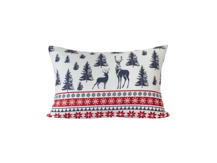 Stylový vánoční povlak TWINKLE CHRISTMAS 50x70 cm se stromy a jelenem