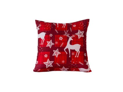 Stylový povlak VELVET CHRISTMAS 45x45 cm červený se soby