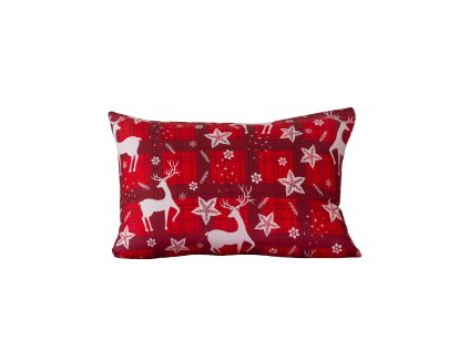 Designový povlak VELVET CHRISTMAS 50 x 70 cm červený s motivem jelenů