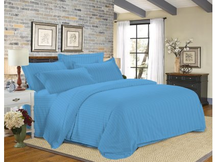 Hotelové povlečení JASMINE PURE světle modré s proužkem 2 cm