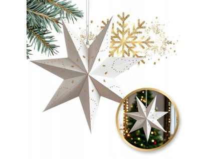 Vánoční papírová hvězda STARLET bílá 35 cm na zavěšení